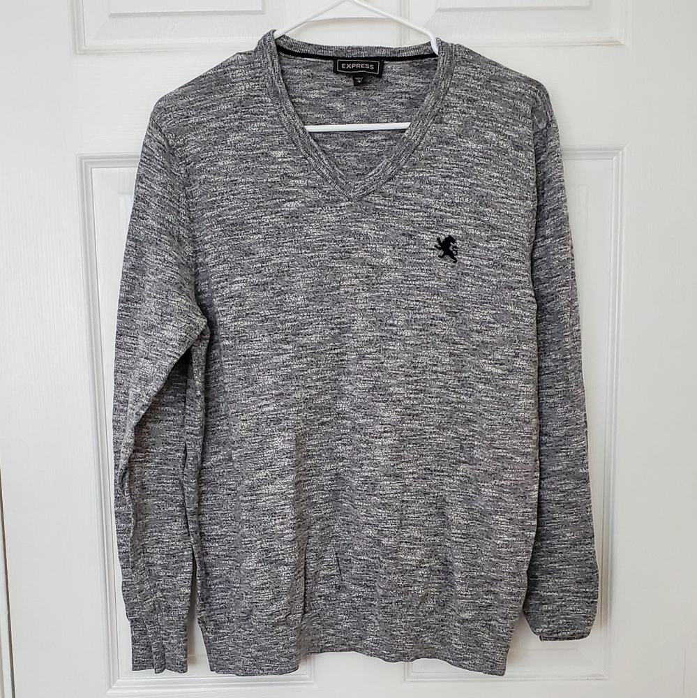 Men's Gray Express V-Neck Sweater